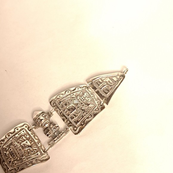 Antique Industria Peruana Aztec Maya Bracelet 900 Silver - Picture 9 of 13